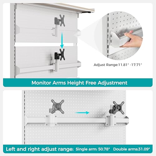 EUREKA ERGONOMIC Desk Pegboard Dual Monitor Stand 59x34 White - color: White, size: 59 inch