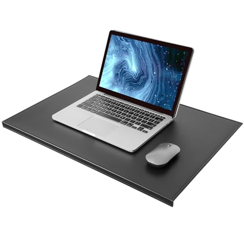 AKOZLIN 27.55”x 15.8" Soft PU Leather Surface Office Desk Mouse Mat Anti-Push Pad with Full Grip Fixation Lip Table Blotter Edge-Locked Protector - color: Black, size: 27.6" x 15.8"