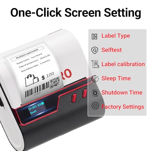 ORGBRO Label Maker Machine, Z3 Barcode Label Printer, 3 Inch Bluetooth Thermal Label Maker for Address, Small Business, Kids School Items, Large Sticker - color: Red