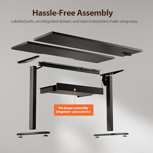 Agilestic 48 * 24 Inch Electric Standing Desk with Under Drawers, Black - color: Basic Black, size: 48x24 Inch
