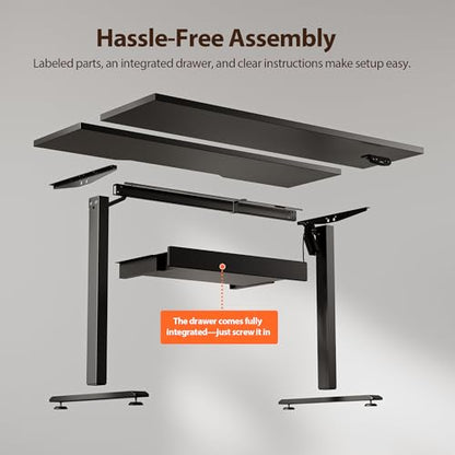 Agilestic 48 * 24 Inch Electric Standing Desk with Under Drawers, Black - color: Basic Black, size: 48x24 Inch