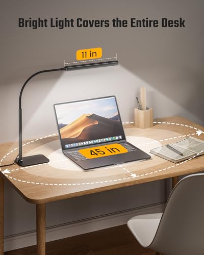 SUPERDANNY Eye-Caring LED Desk Lamp Work Lamp Office Lamp with Base - color: Black, size: Base Stand