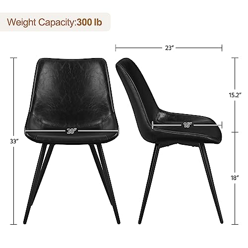 Yaheetech Dining Chairs Set of 6 Mid Century Modern Kitchen Chairs Black | Faux Leather Upholstered Dining Room Chairs with Metal Legs and Curved Backrest, Armless Side Chairs for Kitchen Living Room - color: Black, size: Set of 6