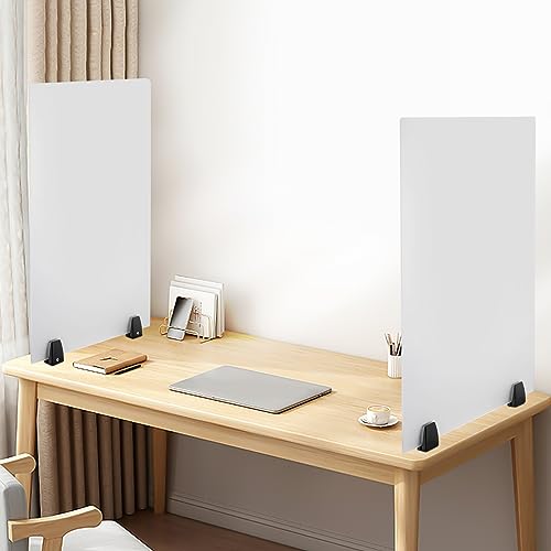 2 PCS 30" x 18" Clamp-On Desk Privacy Panels, Frosted Acrylic Desk Dividers, Plexiglass Office Partitions for Open Workspace Classroom Study