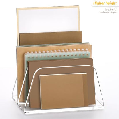 SANRUI Acrylic Mail Organizer for Desk, Mail Holder with 2-Slot, Clear - size: 2 Slots