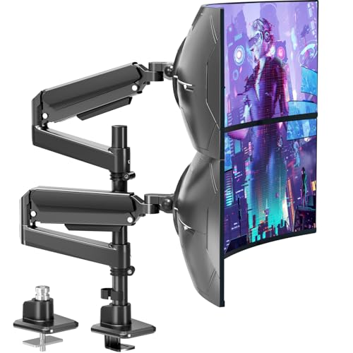 MOUNTUP Dual Monitor Stand Fits 49 45 42 40 39 34 32 Inch Screens, Heavy Duty Dual Monitor Arm Holds 7.7-44 lbs, Vertical Stacked Monitors Mount, Full Motion, Height Adjustable, VESA Mount - size: Dual(22''-49'')