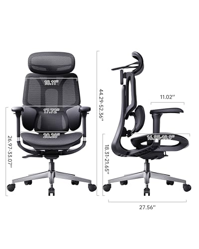 Hbada E3 Air 2026 Ergonomic Office Chair, 3-Zone Lumbar Support, Comfy Home Office Chair with Auto Recline, 4D Headrest & Armrests, 140° Tilt for Work & Relax, Black - color: Pure Black