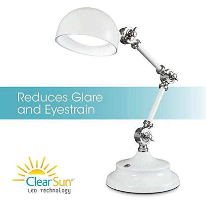 OttLite Prevention Pharmacy LED Desk Lamp with USB Charging, White