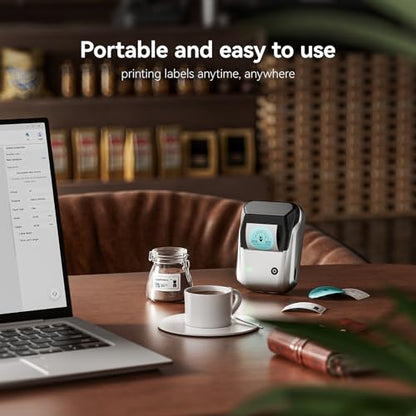 NIIMBOT B1 Label Maker Machine with Tape for Home and School, Silver Gray | 2 Inch Portable Label Printer Bluetooth Thermal Sticker Printer for Small Business Labeling, Compatible with Phones & PC - color: Silver Gray, style: Printer+Tape