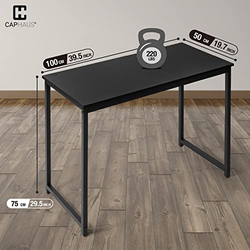 CAPHAUS 40 Inch Small Computer Desk for Home Office, Gaming & Small Spaces - Compact Black Writing Desk, Easy Assembly, 220 lbs, P2 Board - size: 40 inch