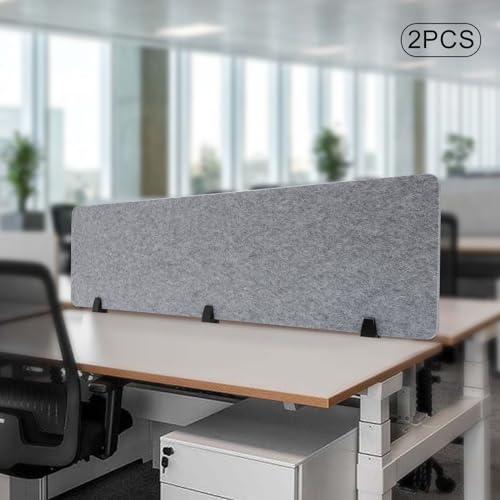 2 PCS Acoustic Desk Divider Privacy Panel Desk Divider Desk Partition Noise Reducing Mounted Sound Proof Dividers for Office Reduce Noise 60" x 16" Grey - size: 2 PCS 60"*16" Grey