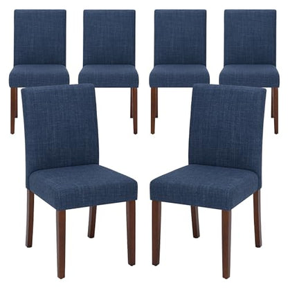 MALOL Upholstered Dining Chairs Set of 6, Modern Fabric Dining Room Chair, Wooden Dining Chair, Kitchen Side Chairs, Farmhouse Dinner Chair with High Back for Kitchen, Blue - color: Blue, size: Set of 6