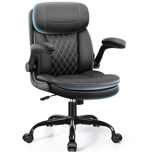 Office Desk Chair, Ergonomic Computer Chair with Unique Dual-Layer Support - color: Black
