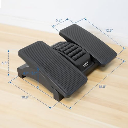 Mount-It! Foot Rest Under Desk, Dual Independent Pedals, Roller & Tilt