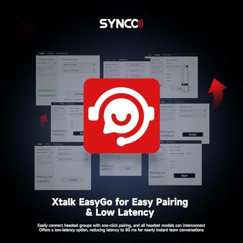 SYNCO Xtalk XPro2 Wireless Intercom Headset System for 2 Users, 500m | Full-Duplex Talk for 2 Users, ENC 2.0, Dual Antennas, 500m Range, 24-Hour Replaceable Battery and 3.5mm Monitoring - size: 2 PCS