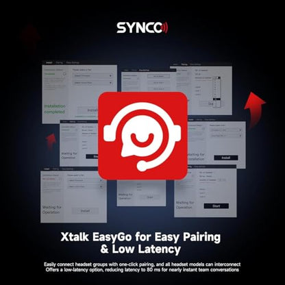SYNCO Xtalk XPro2 Wireless Intercom Headset System for 2 Users, 500m | Full-Duplex Talk for 2 Users, ENC 2.0, Dual Antennas, 500m Range, 24-Hour Replaceable Battery and 3.5mm Monitoring - size: 2 PCS