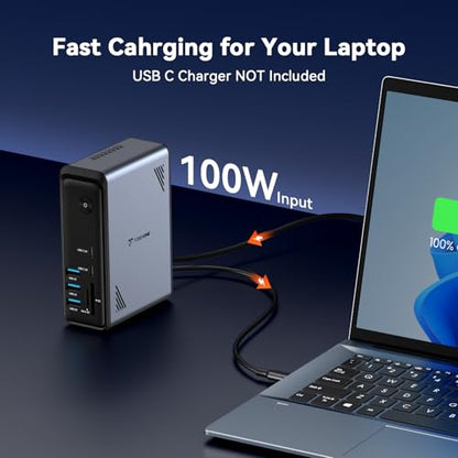 TobenONE 18 in 1 Laptop Docking Station 3 Monitors,Triple 4K HDMI,9 USB C/A