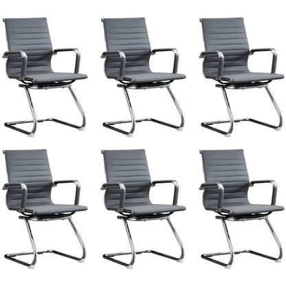 Office Guest Reception Chair Set of 6, Conference Room Chairs Waiting Room Chairs 6 Pack, Modern Leather Office Desk Chair No Wheels.（Grey） - color: Grey, size: 6 Pack