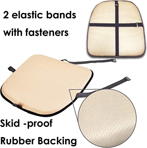 Big Hippo Chair Pads, Memory Foam Chair Seat Cushion Non Slip Rubber Back Thicken Chair Padding with Elastic Bands for Home Office Outdoor Seats (Black-1pc) - color: Black