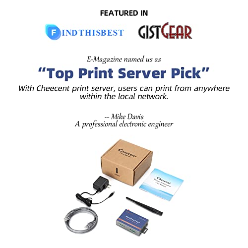 Wireless Print Server for USB Printer (NOT Plug&Play), 2 Port USB Print Server, Convert Wired Printer to Wireless WiFi Ethernet Networking - Windows Mac Linux Compliant - CR202