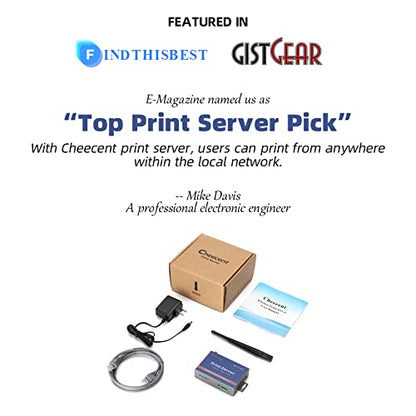 Wireless Print Server for USB Printer (NOT Plug&Play), 2 Port USB Print Server, Convert Wired Printer to Wireless WiFi Ethernet Networking - Windows Mac Linux Compliant - CR202