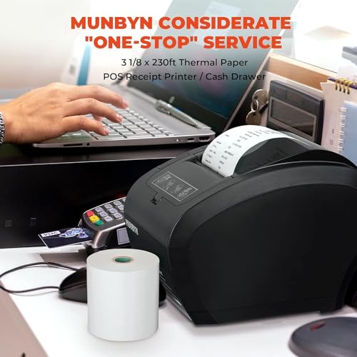MUNBYN WiFi Thermal Receipt Printer with USB/LAN/RS232 Port POS Printer - color: Black