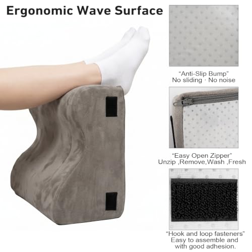 Foot Rest for Under Desk, Ergonomic 3-in-1 Height Adjustable, Non-Slip Base & Washable Cover for Office/Gaming, Gray - color: Grey