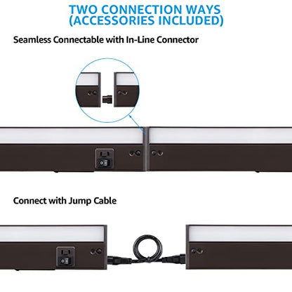 TORCHSTAR 4-Pack 12 Inch 5CCT LED Under Cabinet Lighting Aluminum, Bronze - color: Bronze, size: 12 Inch