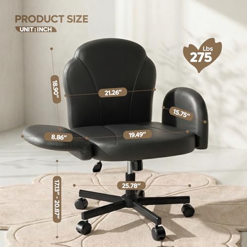 Bestier Criss Cross Office Chair with FILP-Up Armrests, Black PU Leather | Rocking Recline, Swivel Makeup Vanity Chair with 5-Level Folding Armrest, Cross Legged Desk, Adjustable Height Swivel Chair - color: Black Pu Leather