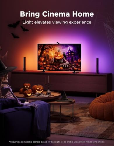 Govee Smart Light Bar, RGBICWW TV Lights for Living Room, Gaming, Black - color: Black