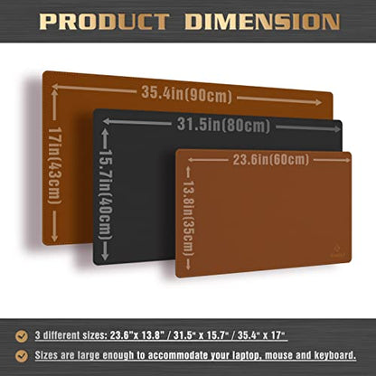K KNODEL Large Sewing Leather Desk Mat, Desk Pad (Brown, 35.4" x 17") - color: Brown/Black, size: 35.4" x 17"