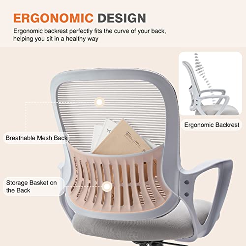 Sweetcrispy Ergonomic Office Desk Chair, Executive Mesh Computer Chair - color: Grey, size: 18.5"D