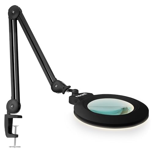 Neatfi Pro Series Bifocal LED Magnifying Lamp – True Color Accuracy (CRI 95) | 7-Inch Acrylic Lens | 2.25x/6x Magnification | 168 LEDs | CCT | Professional Magnifier Lamp (Black, CCT with Clamp) - color: Black, size: CCT with Clamp