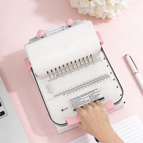 Vagbstu Cinch Book Binding Machine,2:1Spiral Binding Machine with Slide Ruler Compatible with Wire or Spiral Coils,20 Sheet Circular Punch Capacity for DIY Notebooks, Albums, Journals, and Calendars