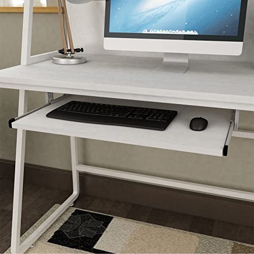 Generic Sliding Keyboard Tray Under Desk Retrofit - Wooden Desk Extender for Posture Improvement, Mouse Storage, Arm Support - Ergonomic Space Saving Solution, 60x27cm, White - color: White, size: 60x27cm