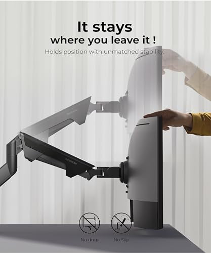 Modernsolid Heavy Duty Monitor Arm for 34-49 Inch Ultrawide Curved Screens | 14-38 lb Capacity,Gas Spring Full Motion,Cable Management,VESA 75x75/100x100,Red Dot Award,Black - color: Black