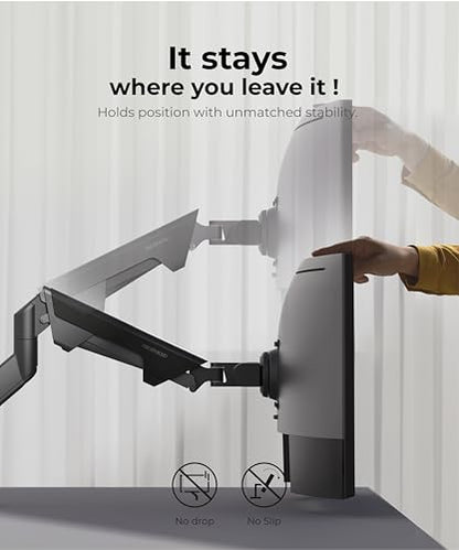 Modernsolid Heavy Duty Monitor Arm for 34-49 Inch Ultrawide Curved Screens | 14-38 lb Capacity,Gas Spring Full Motion,Cable Management,VESA 75x75/100x100,Red Dot Award,Black - color: Black