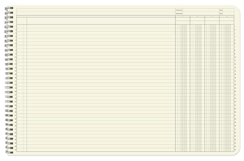 4 Column Accounting Ledger Book, Wire-O, 100 Pages | Large Columnar Log Book, Landscape Format, 17'' x 11'' - Made in USA - size: 4 Column, style: Wire-O