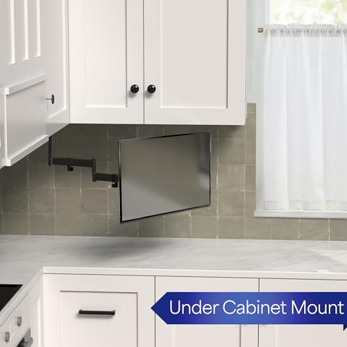 VIVO Under Cabinet Articulating 13 to 27 inch Single Monitor and Small TV Mount, Height Adjustable Long Extension Arm, Max VESA 100x100, Black, MOUNT-VC01A