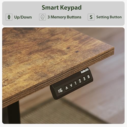Agilestic 63 x 55 Inch L Shaped Electric Standing Desk, Rustic Brown - color: Rustic Brown, size: 63x55 Inch