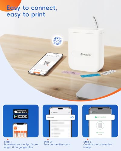 D110 Label Maker Machine with Tape, Bluetooth Mini Label Maker with Various Templates, Wireless Portable Small Label Printer for Home, Office, School, White - color: A-White