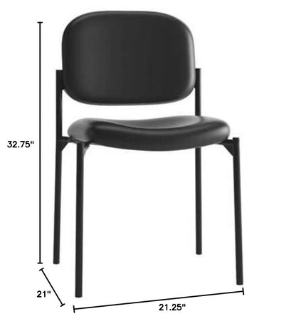 HON Scatter Guest Chair, Armless Office Chairs, Leather, Black | Stackable desk chair no wheels for waiting rooms chairs, conference room chair, banquette seating, and office furniture - color: Black - Leather Back - Armless