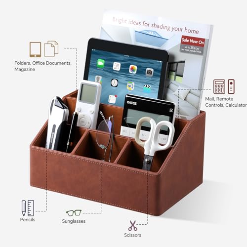 Desk Organizer Caddy Nightstand Organizer Desk Caddy Remote Holder - color: Brown