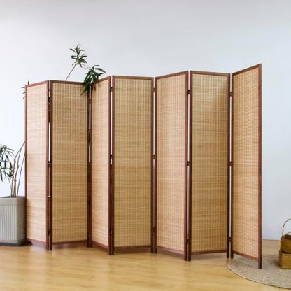 Furnnylane 7 Panel Bamboo Room Divider Screen, Brown Folding Privacy Screen - color: Brown, size: 7 Panel