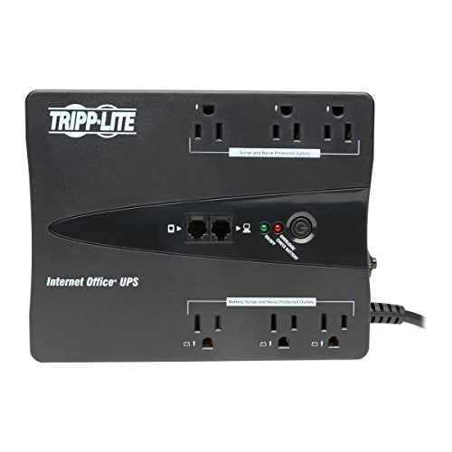 Tripp Lite INTERNET550SER 550VA 300W UPS Desktop Battery Back Up Compact 120V DB9 RJ11 PC, 8 Outlets,Black
