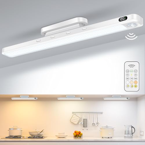 WILLED 5W Motion Sensor Magnetic Light Bar with Remote, Eye-Care Under Cabinet Lighting with Battery Level Display, Vanity Lights for Mirror, Stick on Lights for Cabinet, Closet, Desk and Bathroom - color: Motion Sensor
