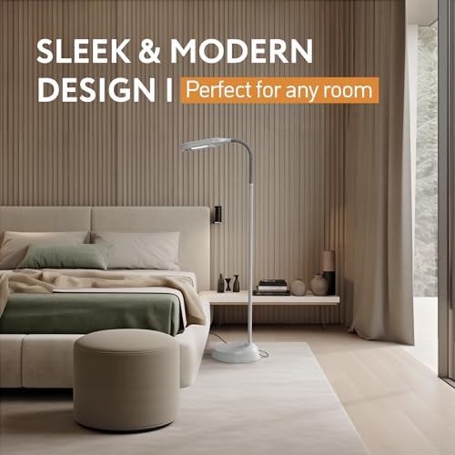 Kenley Natural Daylight Floor Lamp with Adjustable Gooseneck - color: Gray