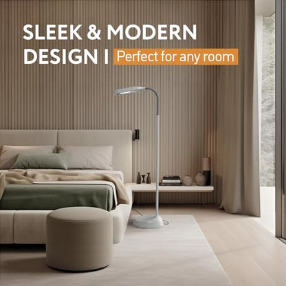 Kenley Natural Daylight Floor Lamp with Adjustable Gooseneck - color: Gray