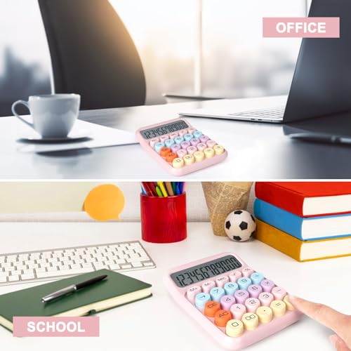 Mechanical Switch Calculator with Big Buttons, Calculators Desktop, 12 Digits, Large LCD Display, Desk Calculator, Cute Pink Calculators for Teachers Students Basic Office (Pink) | 12 Digits, Large LCD Display, Desk Calculator, Cute Pink Calculators for T