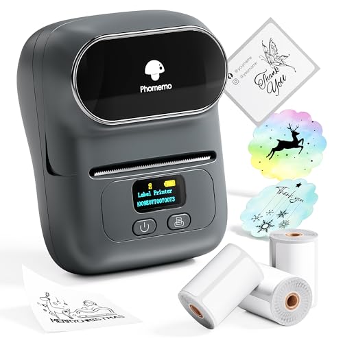 Phomemo M110 Label Maker with 3 Tapes, Portable Thermal Printer, Gray - color: Gray